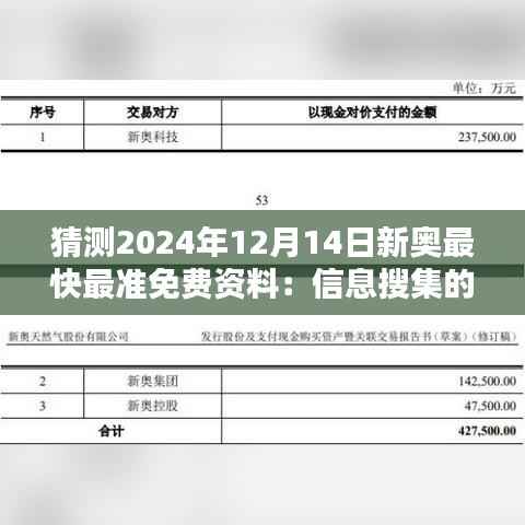 猜测2024年12月14日新奥最快最准免费资料：信息搜集的新时代