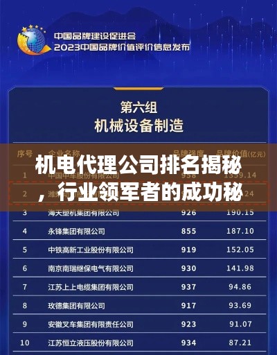 机电代理公司排名揭秘，行业领军者的成功秘诀！